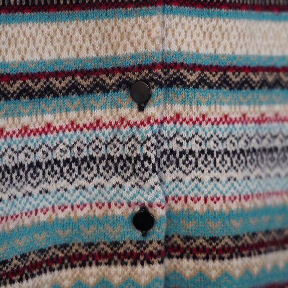 Talbots Nordic Faire Isle Sweater Cardigan 1X Petite Lambswool Colorful Crewneck - Picture 2 of 6